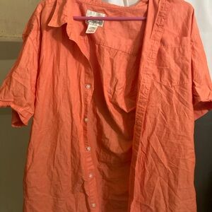 Lightweight Button-Up Shirt in Coral
